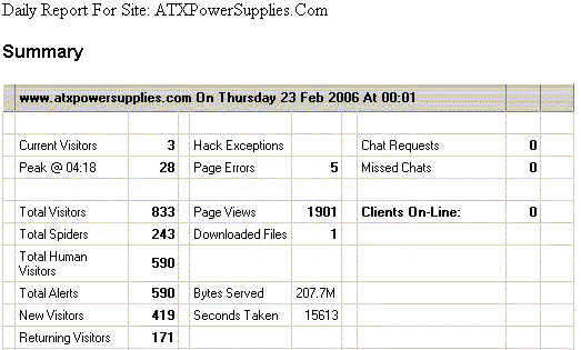 Web Hosting Daily Activity Report Example